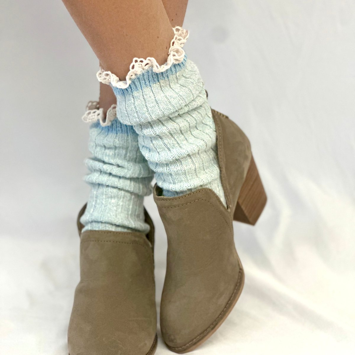 made in USA boot socks with lace top - Catherine Cole signature socks