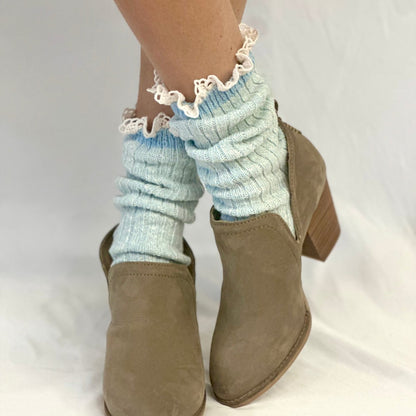 MARLED cotton short lace boot socks , made in USA cotton socks for women, Catherine Cole signature socks