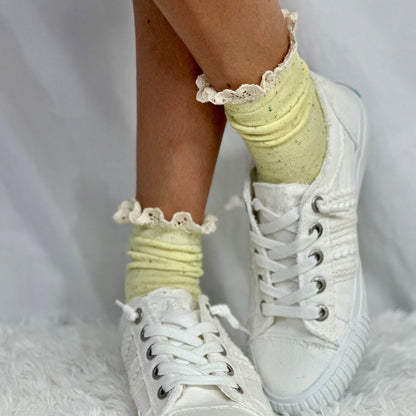 Confetti yellow cute shorty socks summer women 