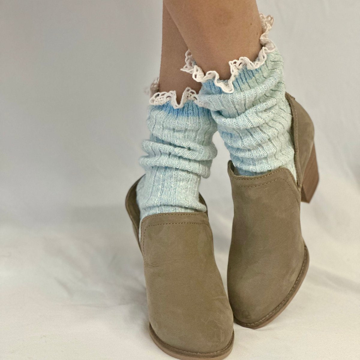 MARLED cotton short lace boot socks , made in USA cotton socks for women, Catherine Cole signature socks