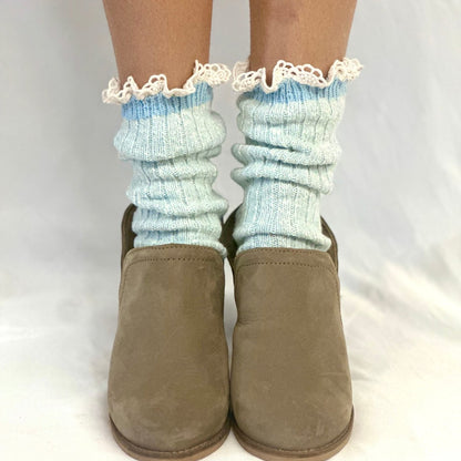 MARLED cotton short lace boot socks , made in USA cotton socks for women, Catherine Cole signature socks