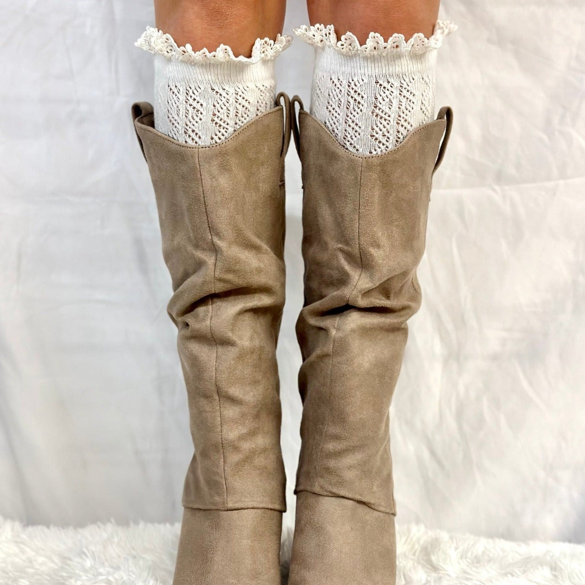 Tall boot socks with shop lace