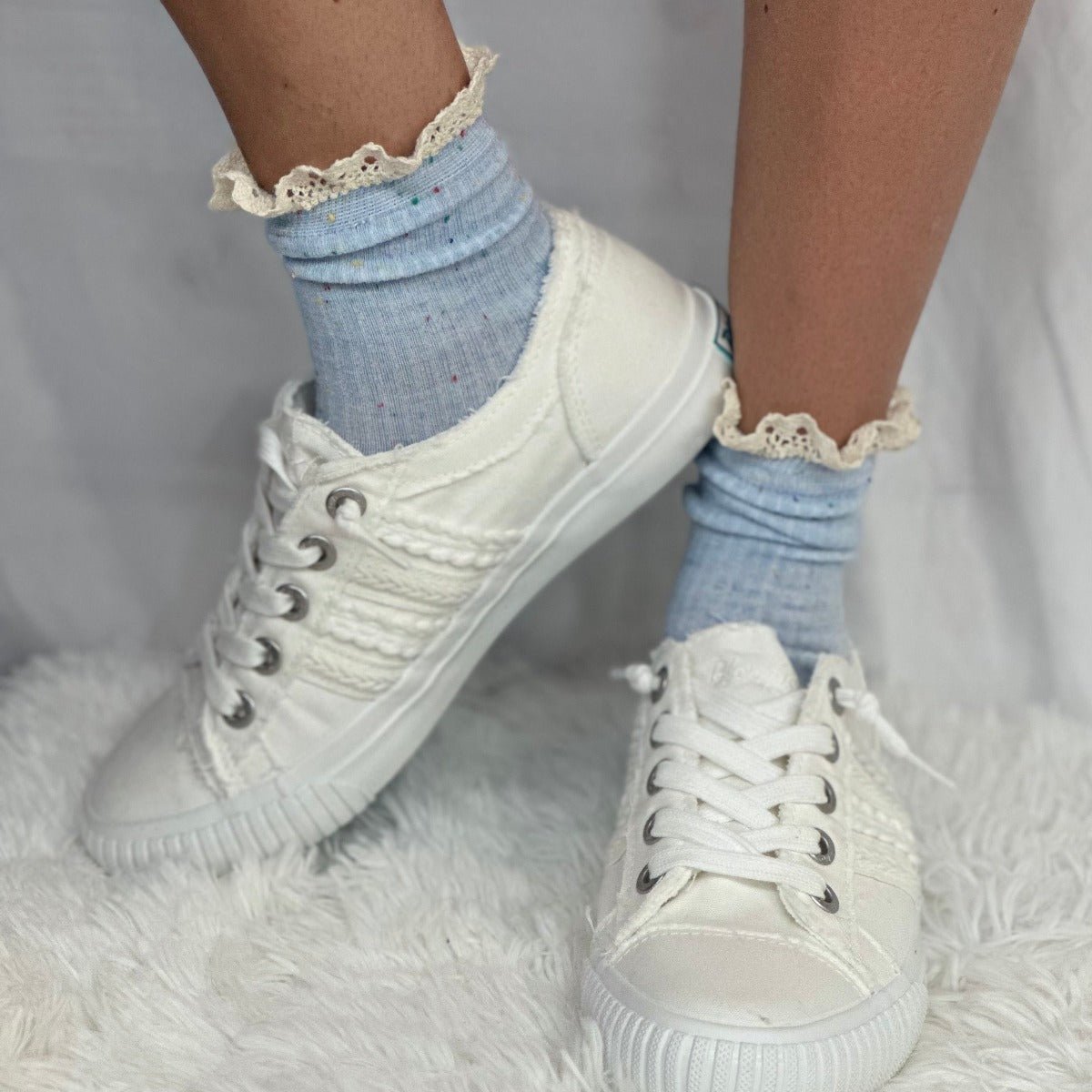 CONFETTI  lace topped ankle socks - blue