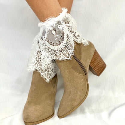 EYELASH lace ankle sock - white, long lace ankle socks for women, signature socks ladies