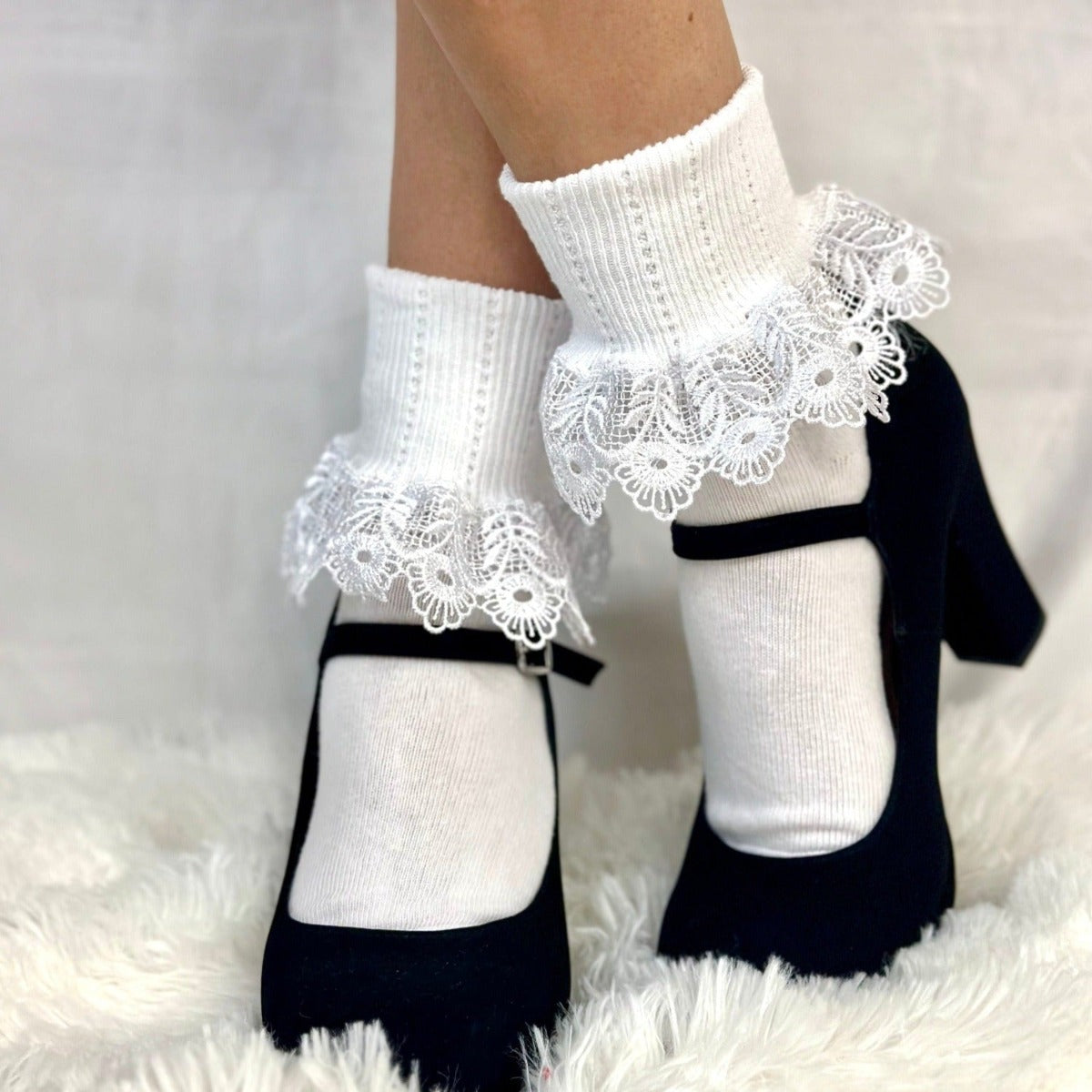 BLOSSOM lace cuff socks - white  quality women's lace ankle socks –  Catherine Cole