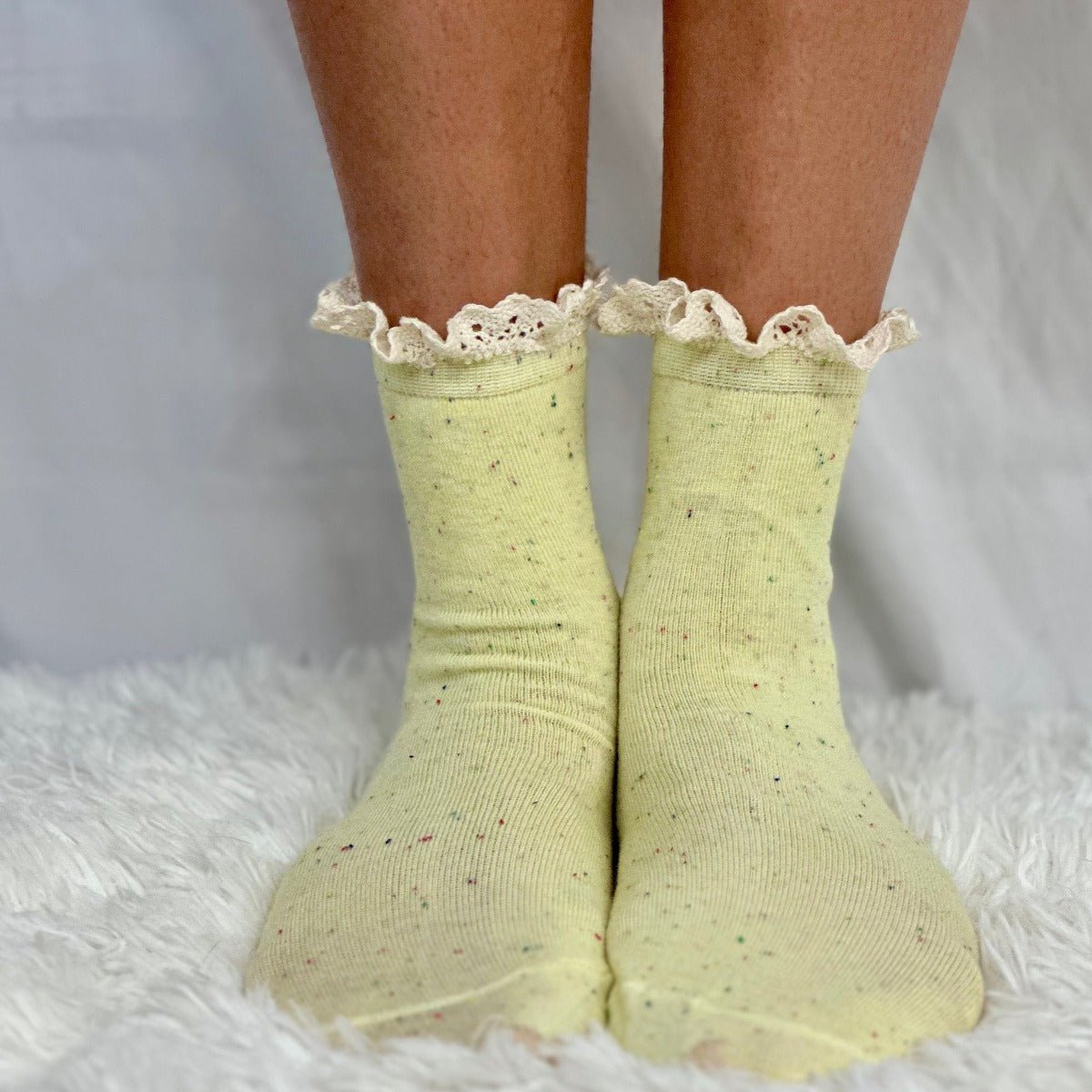 Confetti yellow cute shorty socks summer women