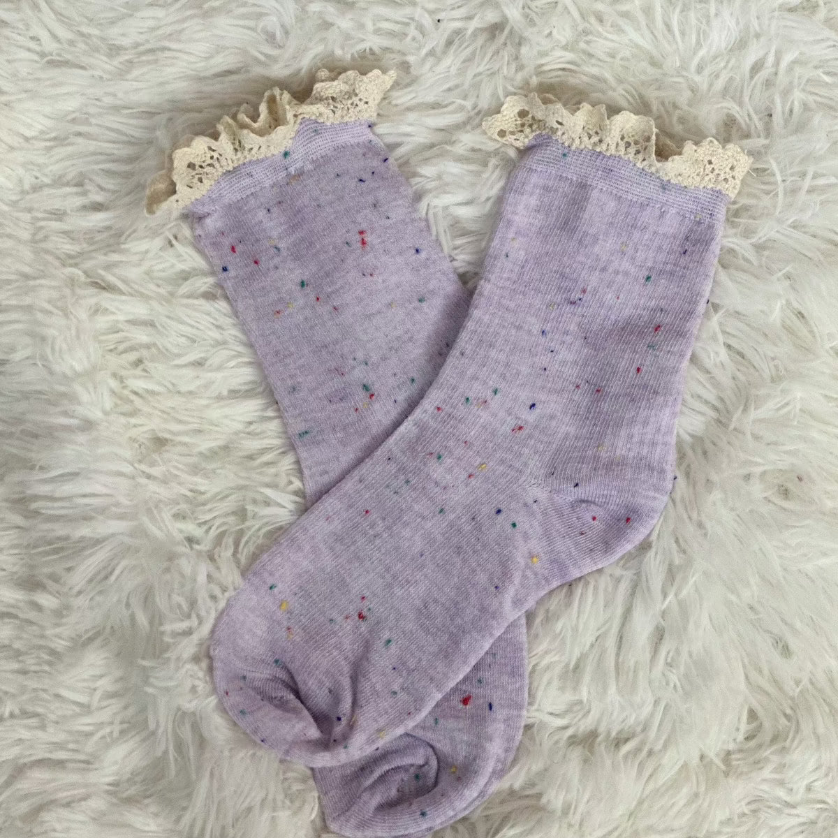 CONFETTI  lace topped ankle socks - lavender