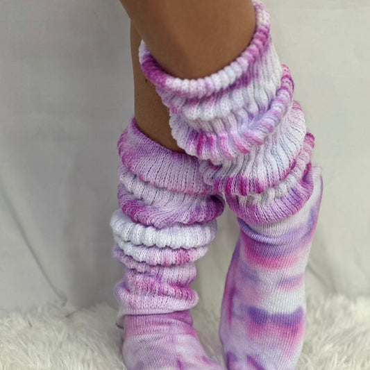 ULTIMATE  cotton  slouch socks women  - Tie dyed magenta, quality hooters socks women, made in usa best