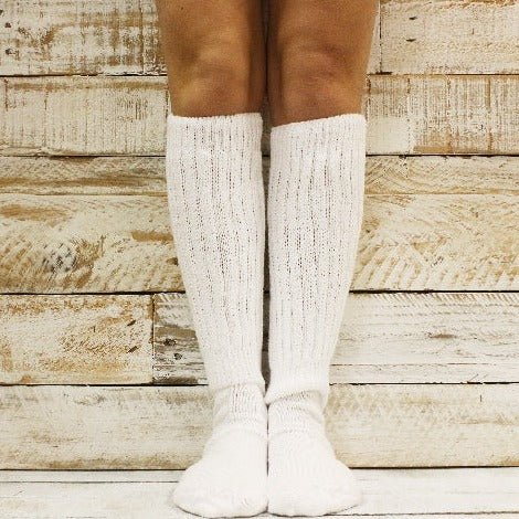 White deals slouch socks